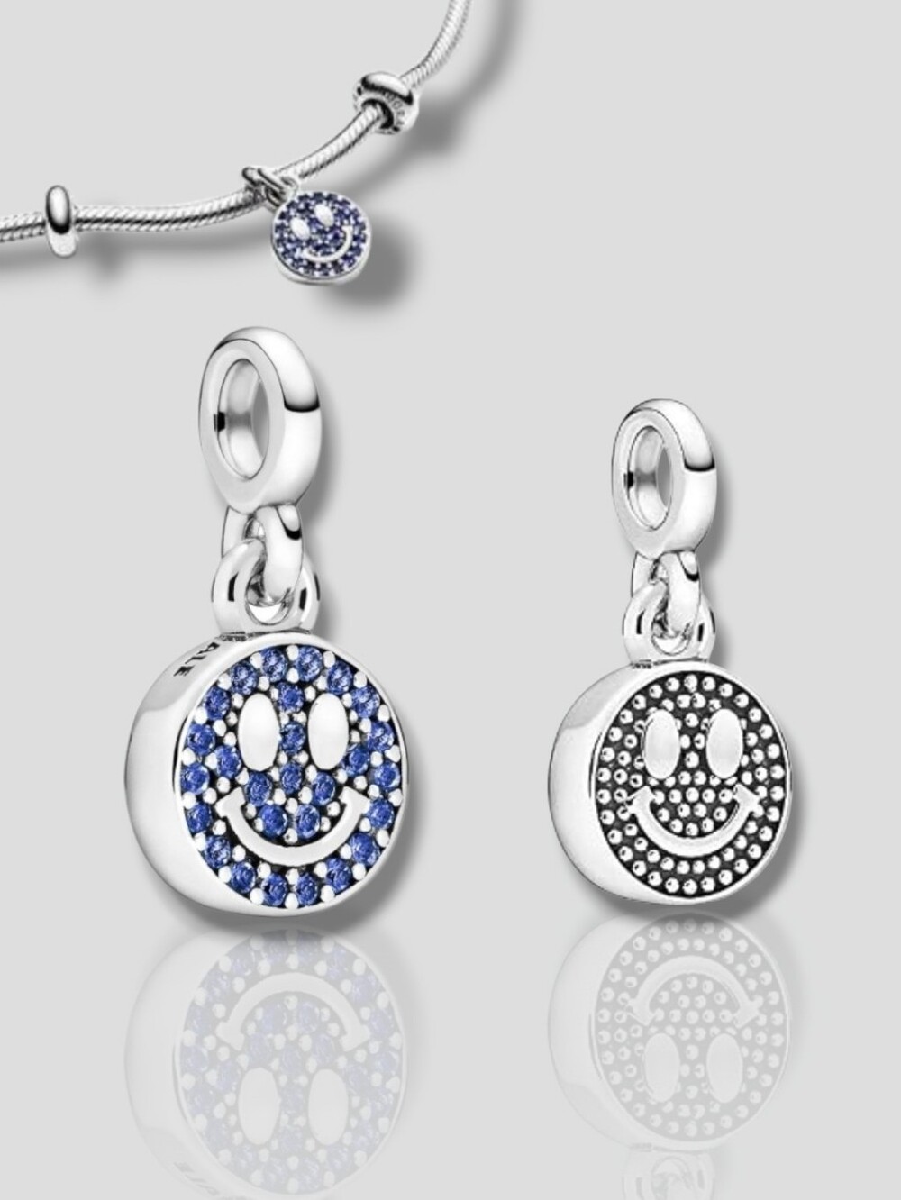 PANDORA ME Smile Mini Dangle Charm With Blue Crystals & Sterling Silver